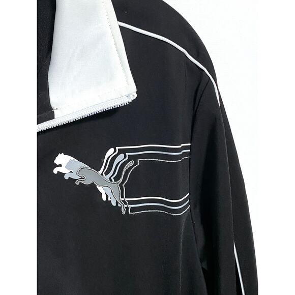 Puma Sport Lifestyle Full Zip Black Gray White Track Jacket Sewn Logo Mens S - Picture 2 of 11